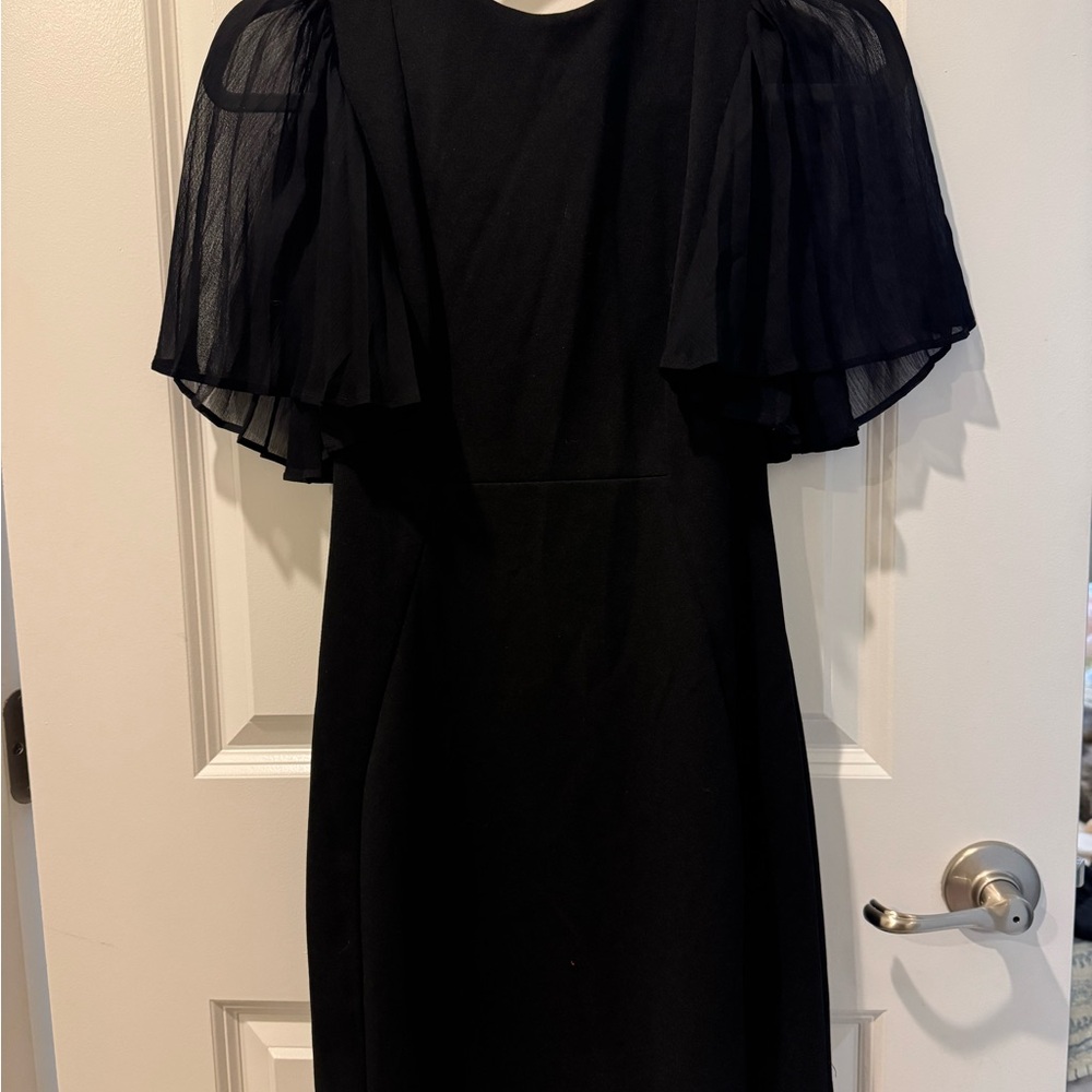 Elegant Calvin Klein Black Dress with Sheer Sleeves